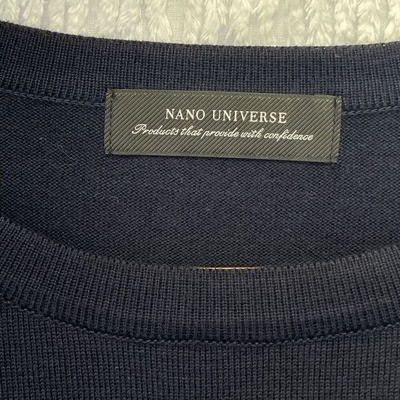 Nano Universe Navy Blue Relaxed Crew Neck Long Sleeve Pullover T-Shirt Size XL - Picture 2 of 5